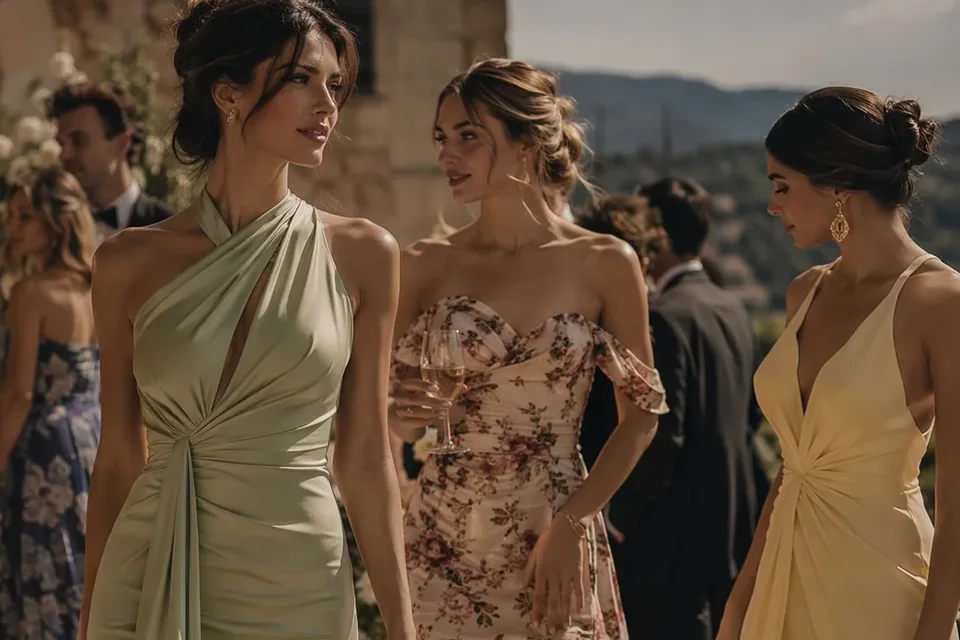 Guests in Misshow dresses at a wedding