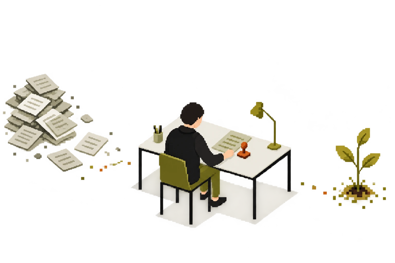Pixel illustration of the brand owners & founders workflow